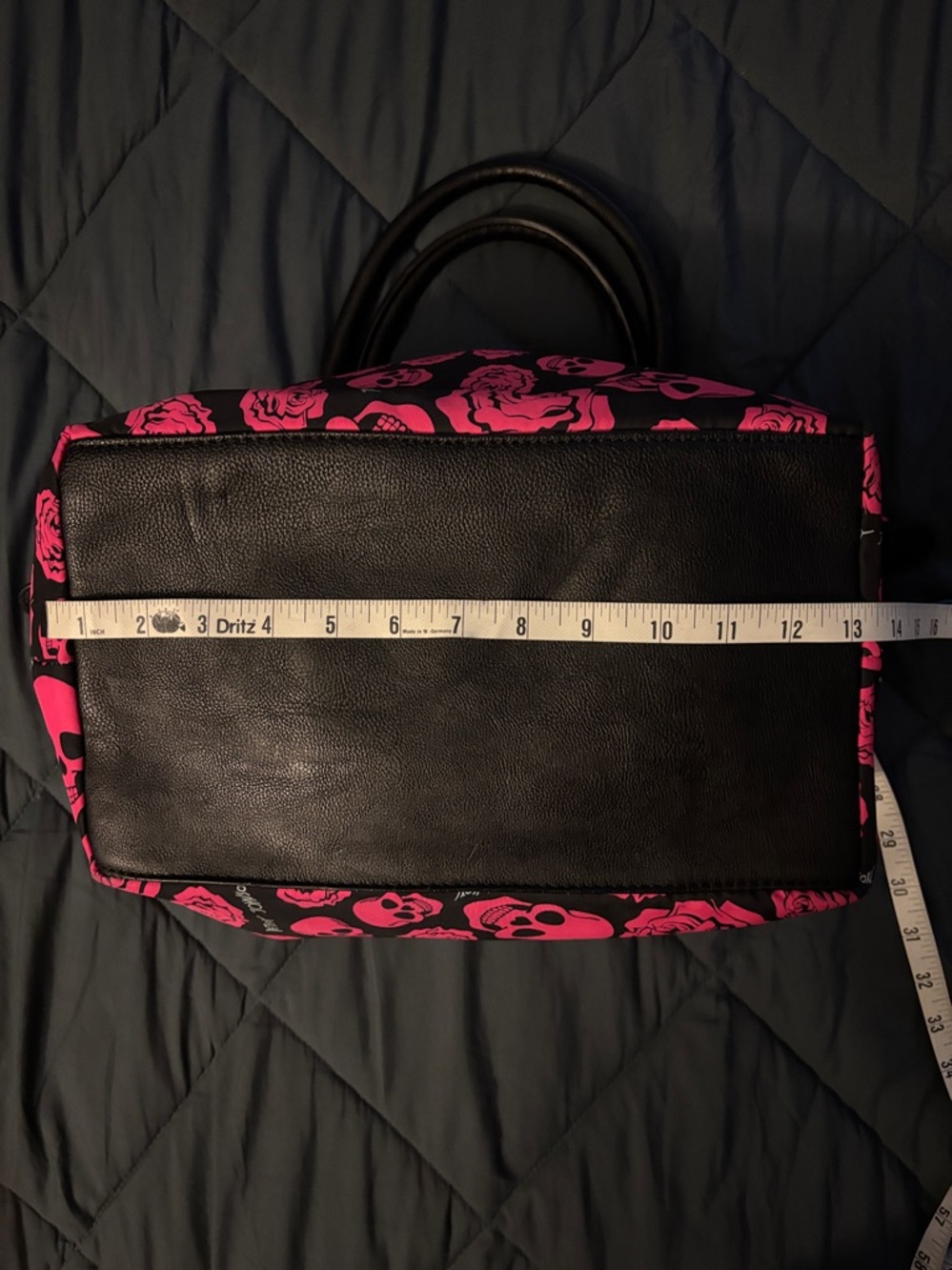 Betsey Johnson Black & Hot Pink Skull and Rose Tote - Picture 7 of 8